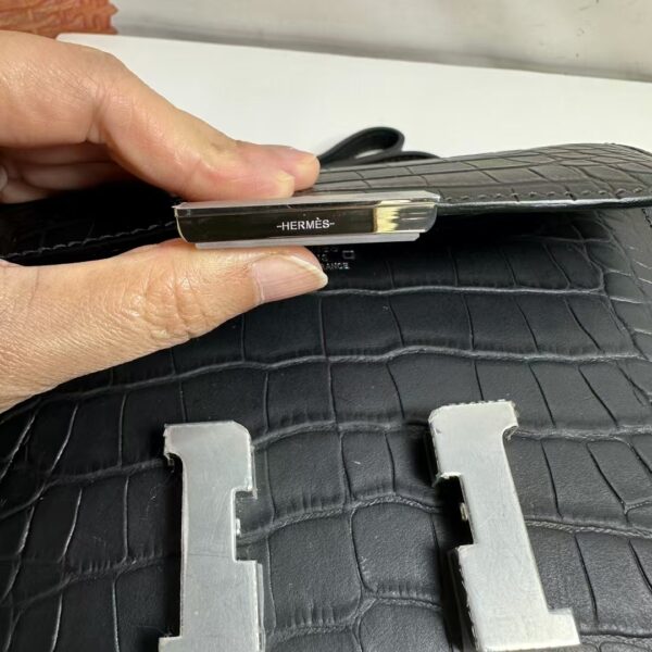 エルメス コンスタンスミニ クロコ ノワール18cm/S金具heb17420 - 画像 (8)