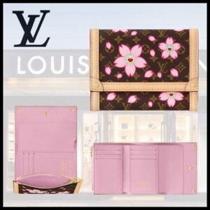 M13427【村上隆◆】折りたたみ財布 ポルトフォイユ 桜☆免税品質